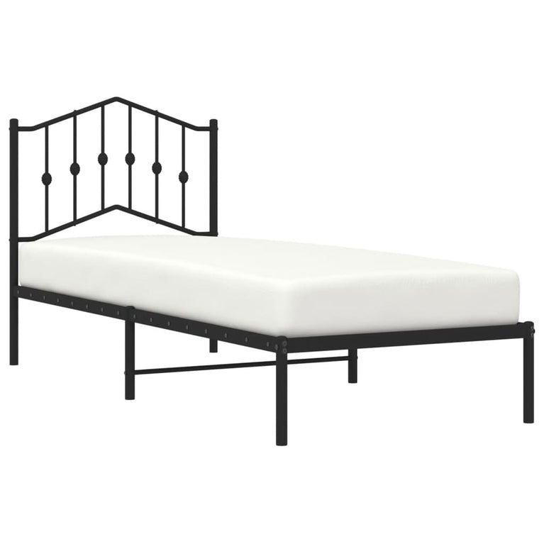 Bedframe met hoofdbord metaal zwart 90x200 cm