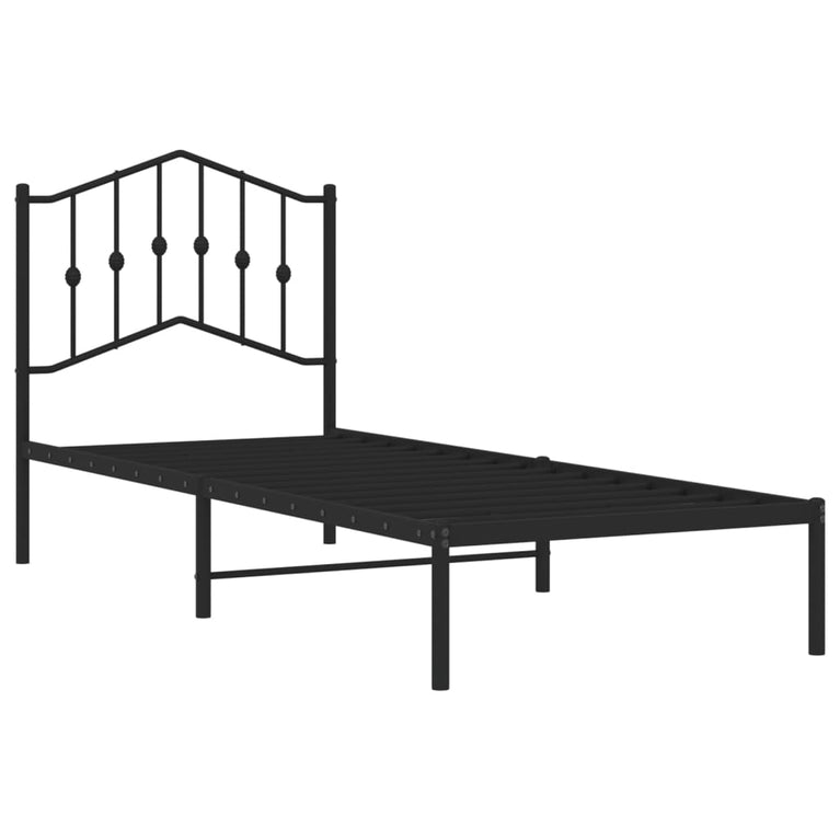 Bedframe met hoofdbord metaal zwart 90x200 cm