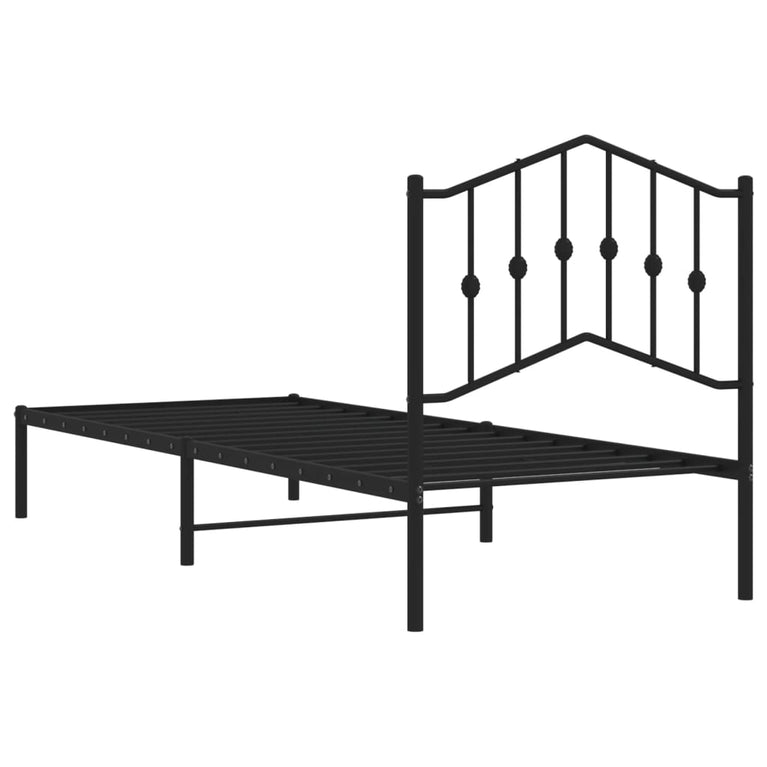 Bedframe met hoofdbord metaal zwart 90x200 cm