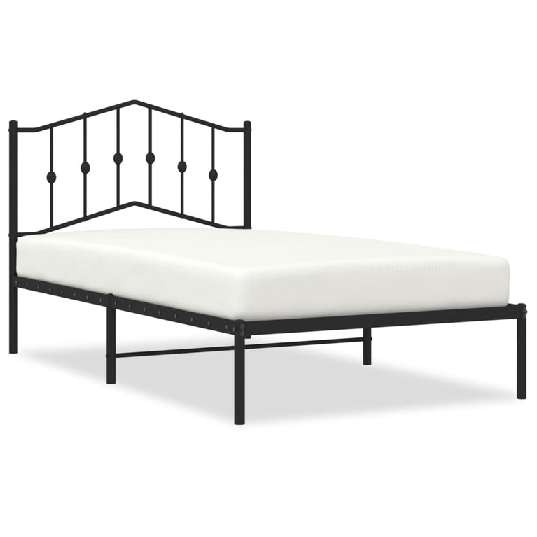Bedframe met hoofdbord metaal zwart 100x190 cm