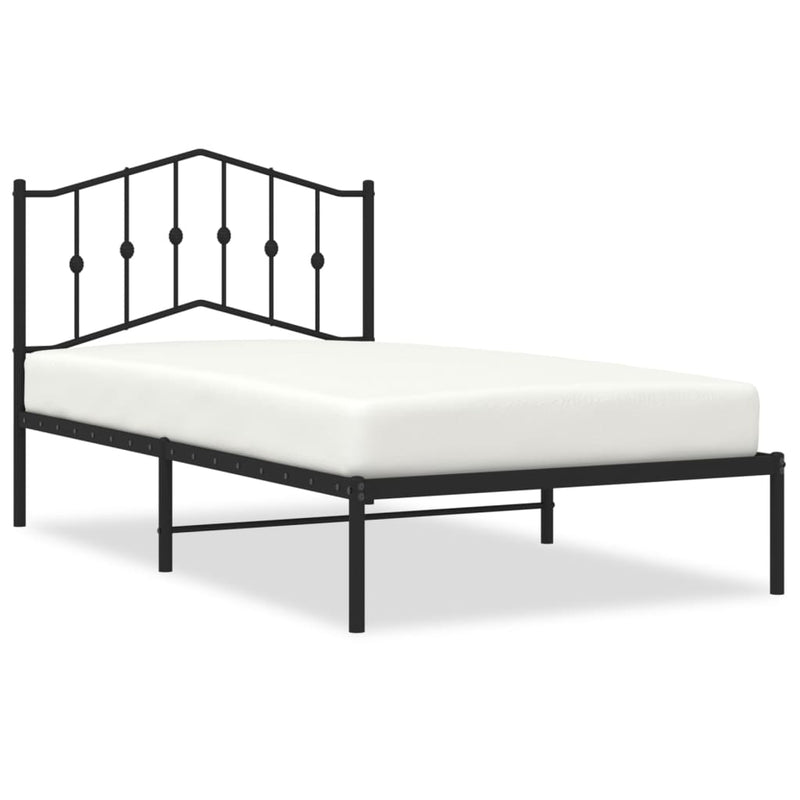 Bedframe met hoofdbord metaal zwart 100x190 cm