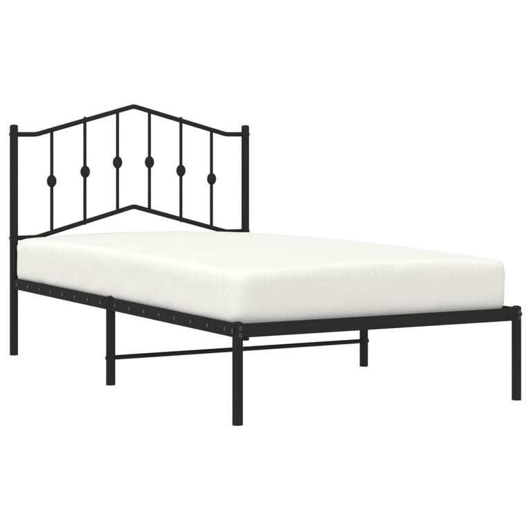 Bedframe met hoofdbord metaal zwart 100x190 cm