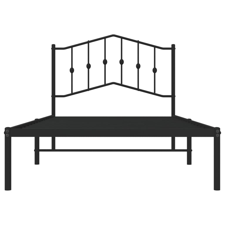 Bedframe met hoofdbord metaal zwart 100x190 cm