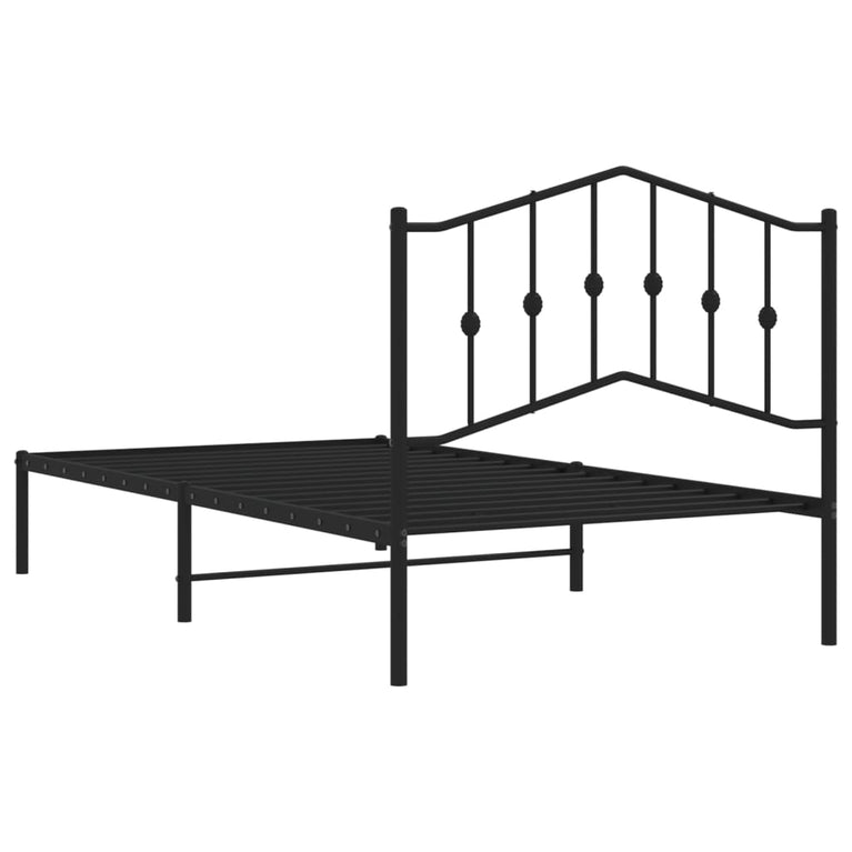 Bedframe met hoofdbord metaal zwart 100x190 cm