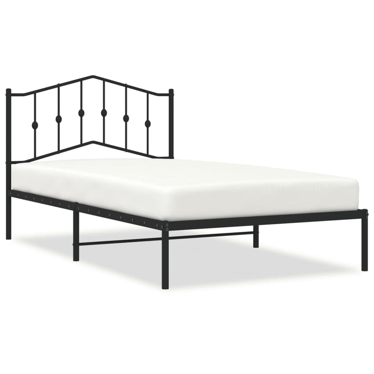 Bedframe met hoofdbord metaal zwart 100x200 cm
