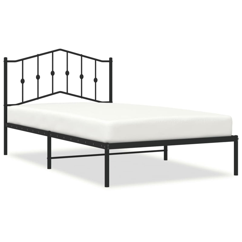 Bedframe met hoofdbord metaal zwart 100x200 cm