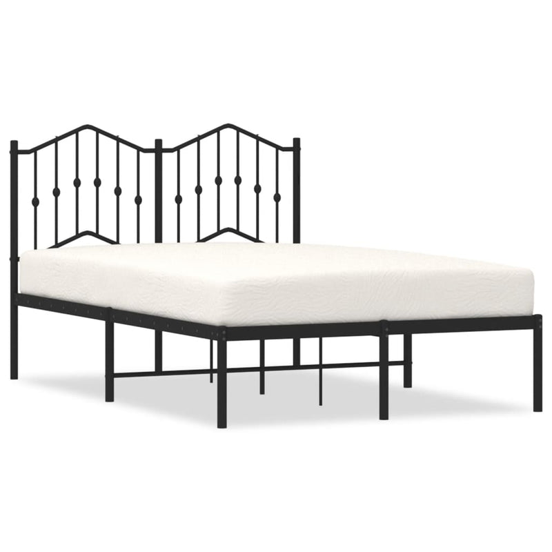 Bedframe met hoofdbord metaal zwart 120x200 cm