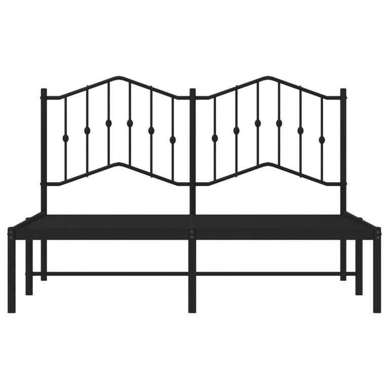 Bedframe met hoofdbord metaal zwart 135x190 cm
