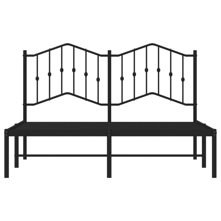Bedframe met hoofdbord metaal zwart 140x190 cm