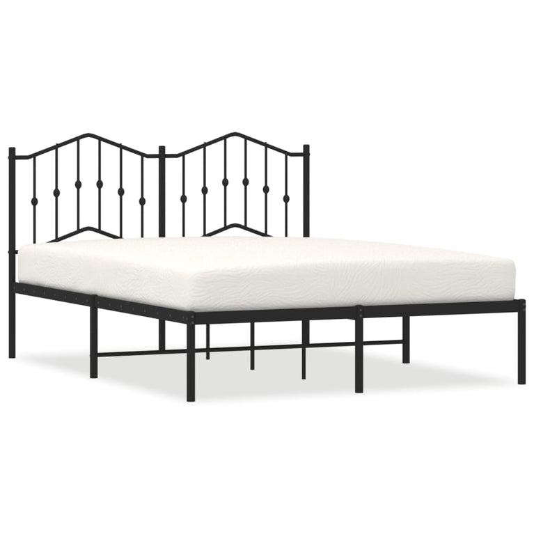 Bedframe met hoofdbord metaal zwart 140x200 cm