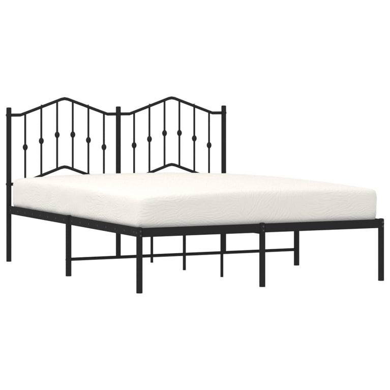 Bedframe met hoofdbord metaal zwart 140x200 cm