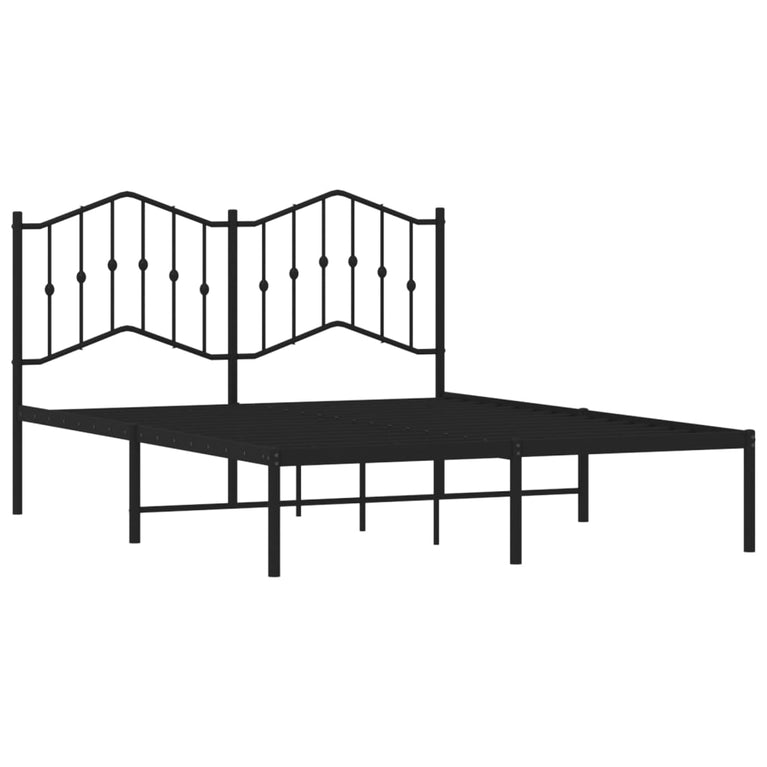 Bedframe met hoofdbord metaal zwart 140x200 cm