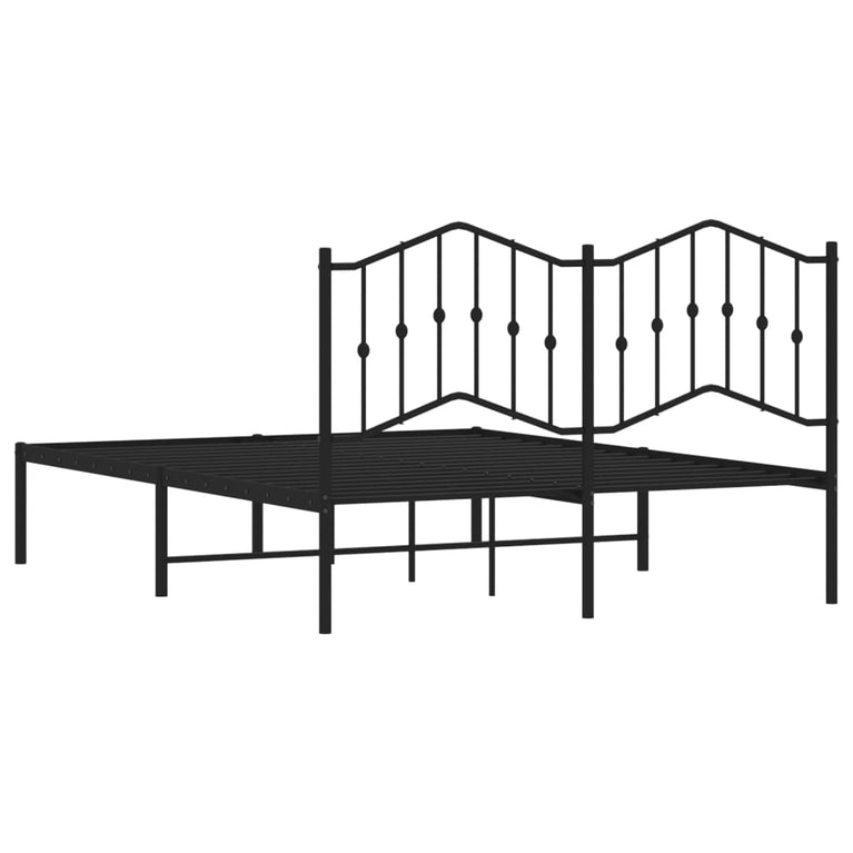 Bedframe met hoofdbord metaal zwart 140x200 cm