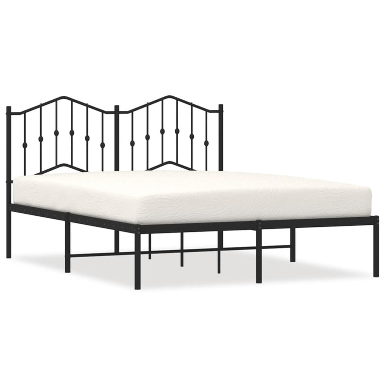 Bedframe met hoofdbord metaal zwart 150x200 cm