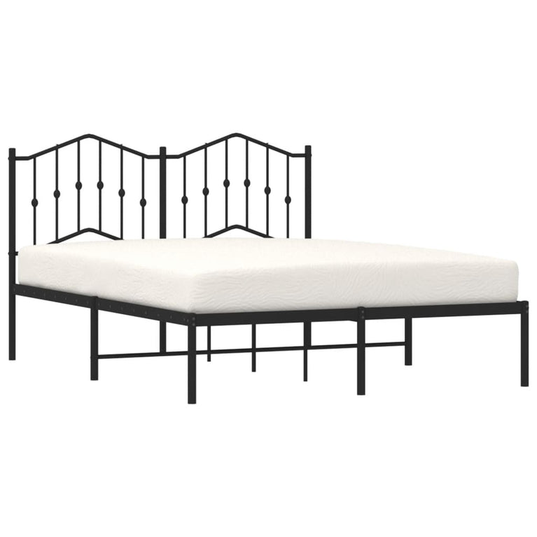 Bedframe met hoofdbord metaal zwart 150x200 cm