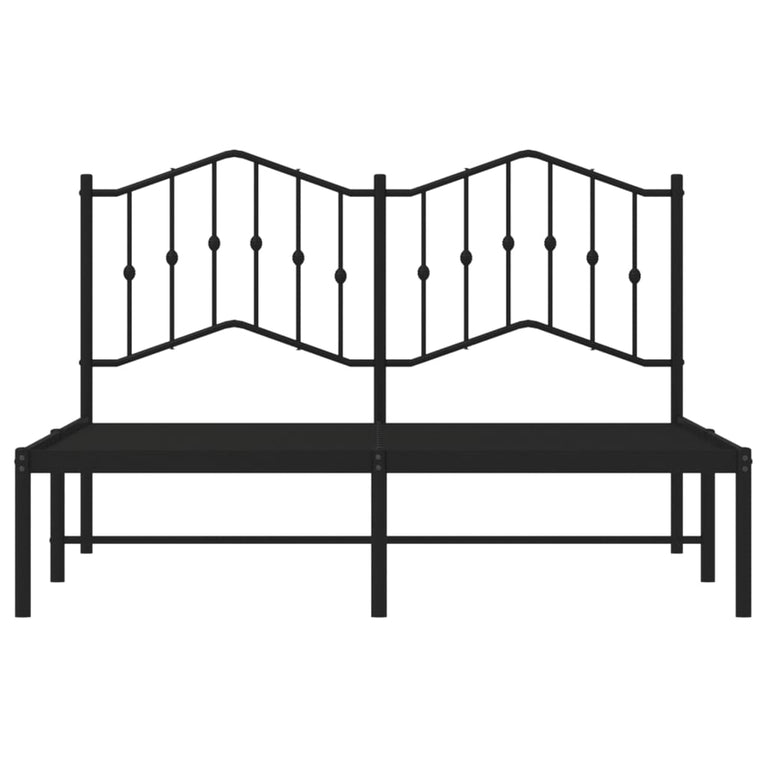 Bedframe met hoofdbord metaal zwart 150x200 cm