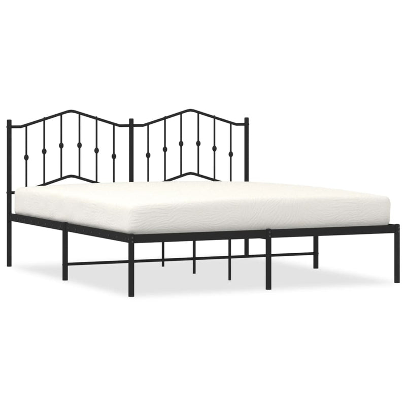 Bedframe met hoofdbord metaal zwart 160x200 cm