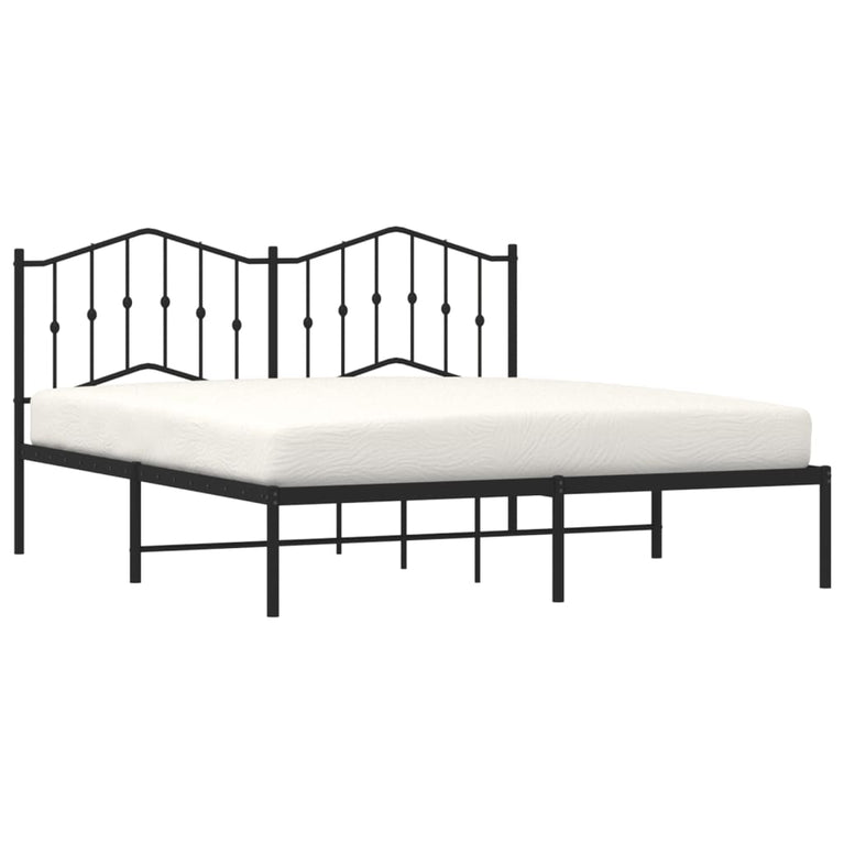 Bedframe met hoofdbord metaal zwart 160x200 cm