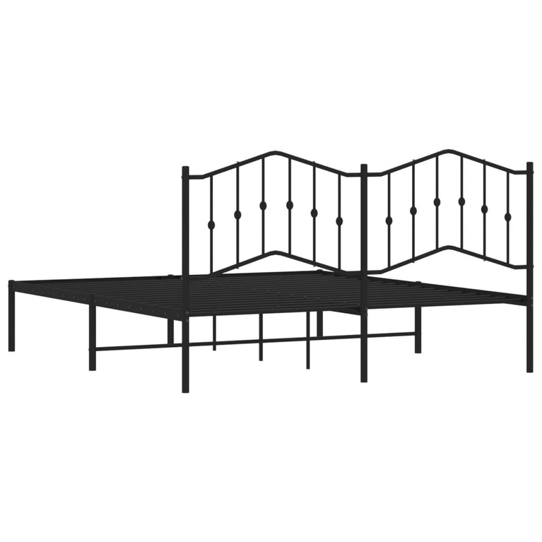 Bedframe met hoofdbord metaal zwart 160x200 cm
