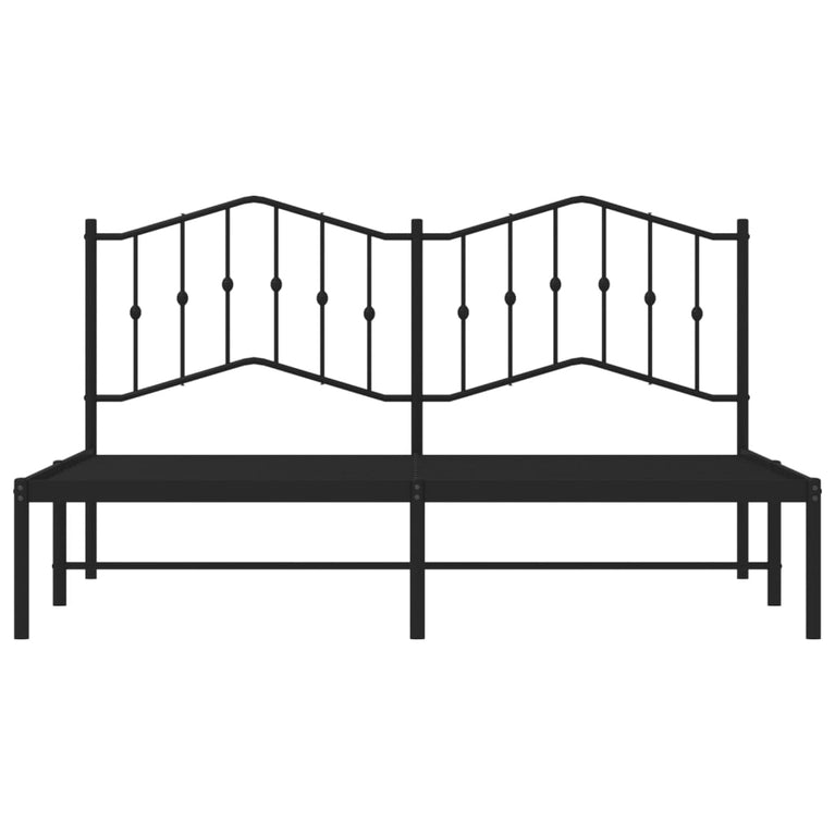 Bedframe met hoofdbord metaal zwart 183x213 cm