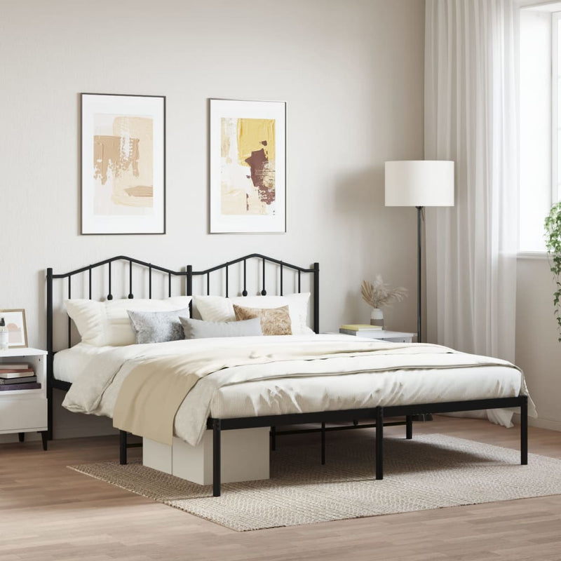 Bedframe met hoofdbord metaal zwart 183x213 cm