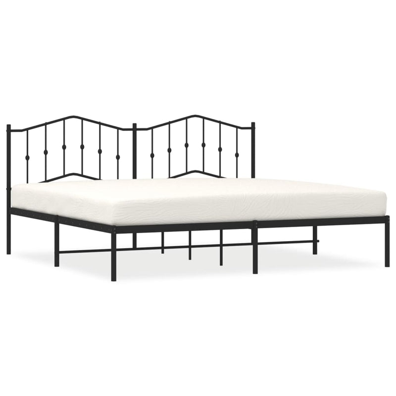 Bedframe met hoofdbord metaal zwart 193x203 cm