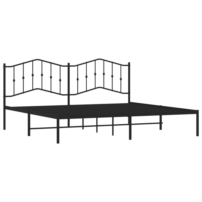 Bedframe met hoofdbord metaal zwart 193x203 cm