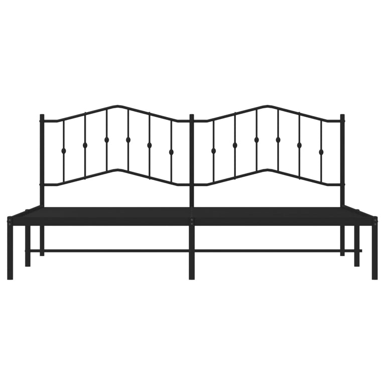 Bedframe met hoofdbord metaal zwart 193x203 cm