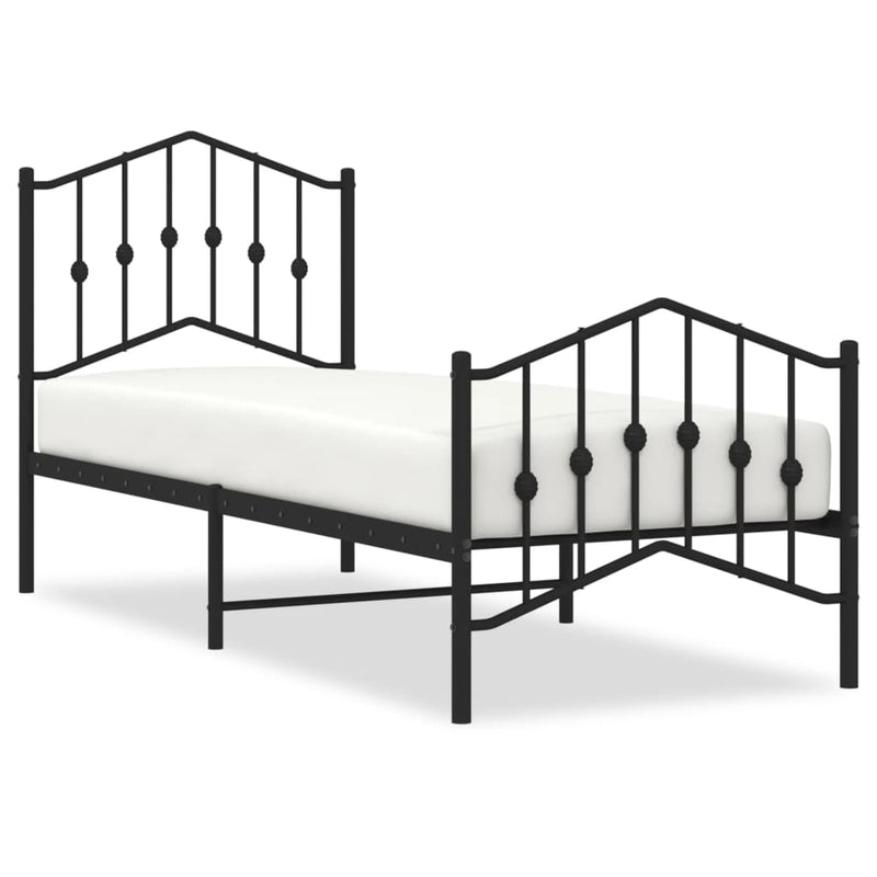 Bedframe met hoofd- en voeteneinde metaal zwart 75x190 cm