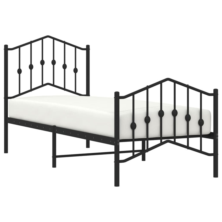 Bedframe met hoofd- en voeteneinde metaal zwart 75x190 cm