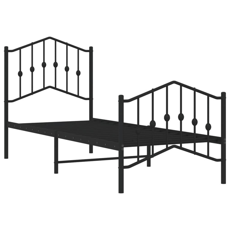 Bedframe met hoofd- en voeteneinde metaal zwart 75x190 cm