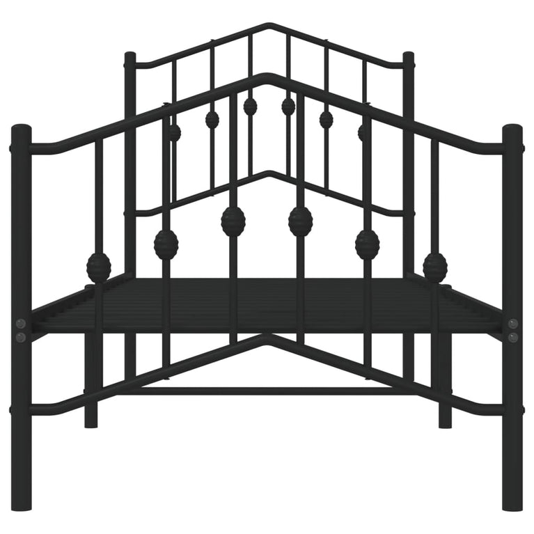Bedframe met hoofd- en voeteneinde metaal zwart 75x190 cm