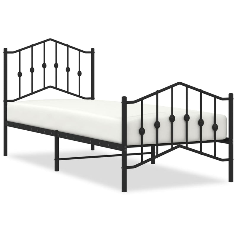Bedframe met hoofd- en voeteneinde metaal zwart 80x200 cm