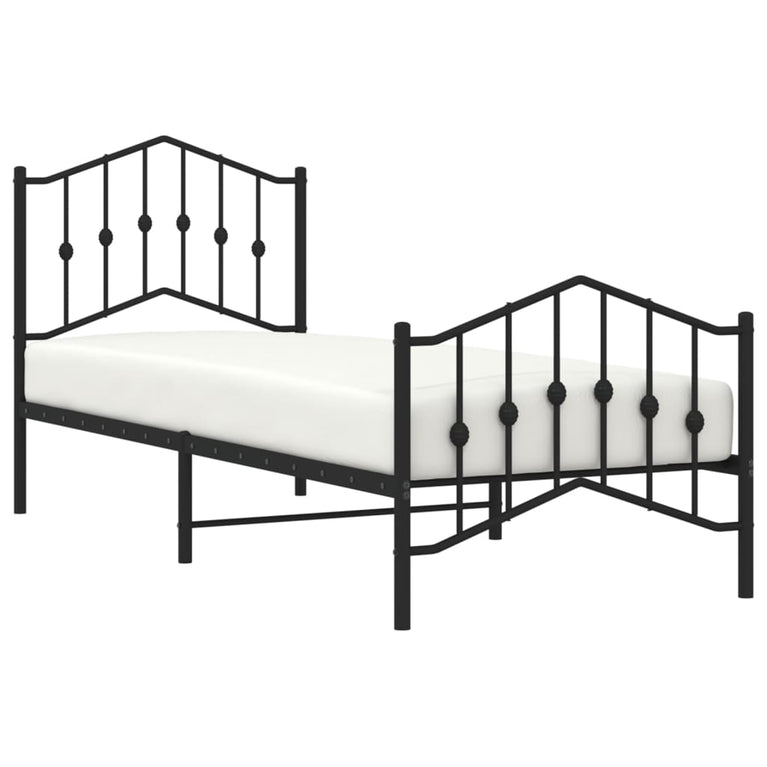 Bedframe met hoofd- en voeteneinde metaal zwart 80x200 cm