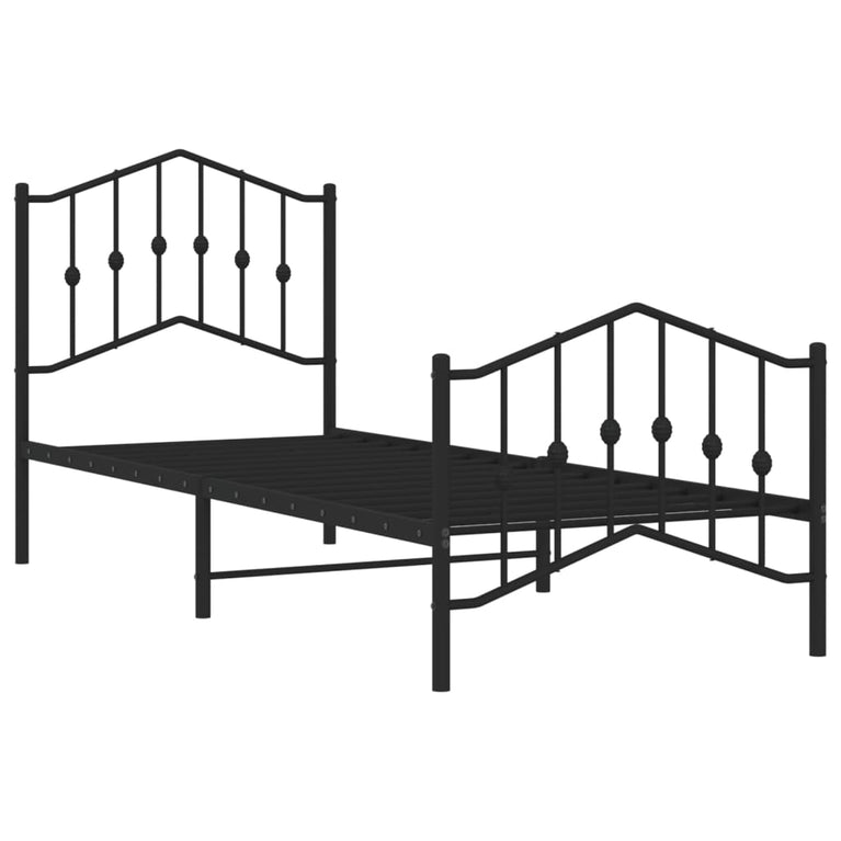 Bedframe met hoofd- en voeteneinde metaal zwart 80x200 cm