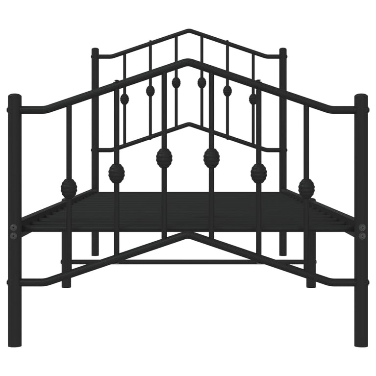 Bedframe met hoofd- en voeteneinde metaal zwart 80x200 cm