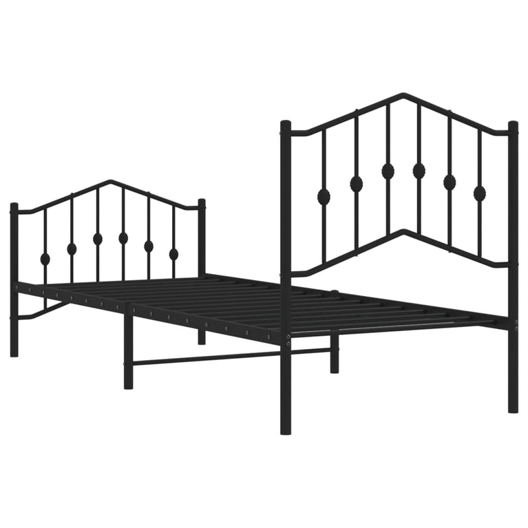 Bedframe met hoofd- en voeteneinde metaal zwart 80x200 cm