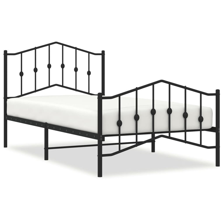 Bedframe met hoofd- en voeteneinde metaal zwart 100x190 cm
