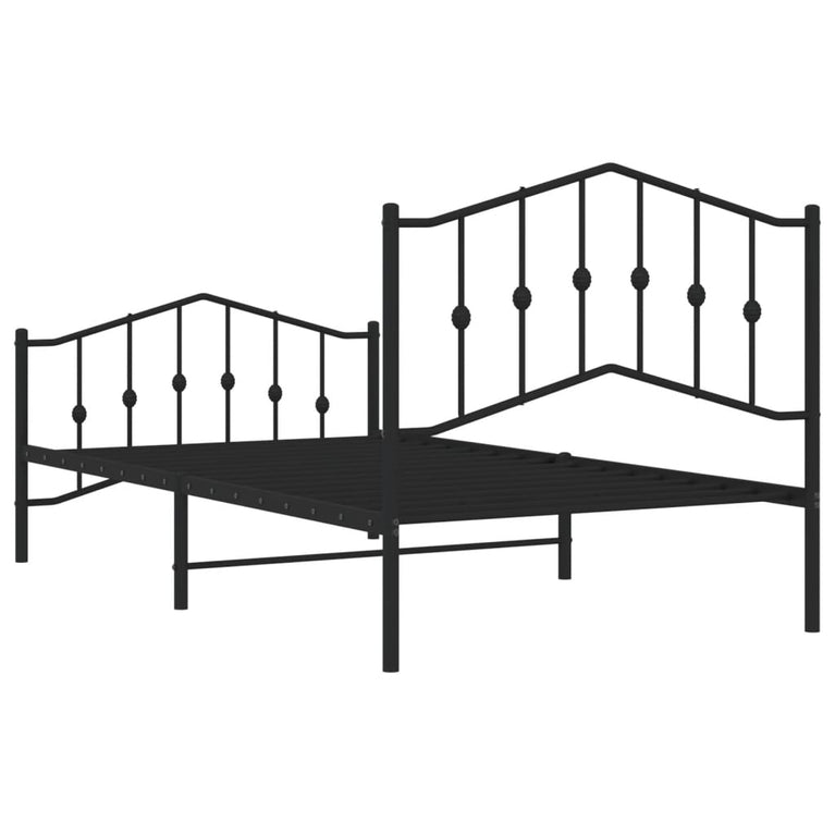 Bedframe met hoofd- en voeteneinde metaal zwart 100x190 cm