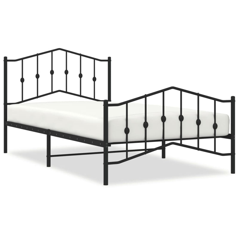 Bedframe met hoofd- en voeteneinde metaal zwart 100x200 cm
