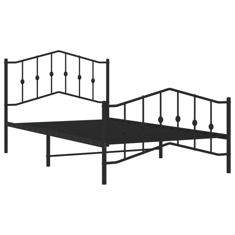 Bedframe met hoofd- en voeteneinde metaal zwart 100x200 cm