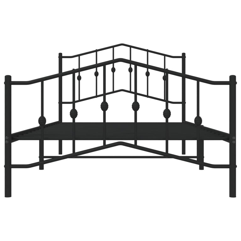 Bedframe met hoofd- en voeteneinde metaal zwart 100x200 cm