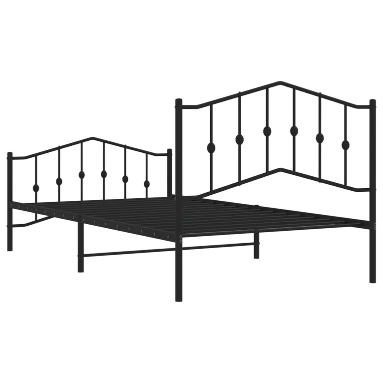 Bedframe met hoofd- en voeteneinde metaal zwart 100x200 cm