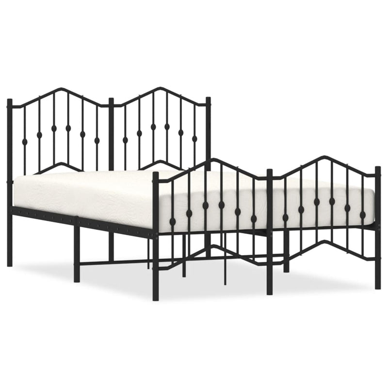Bedframe met hoofd- en voeteneinde metaal zwart 120x190 cm