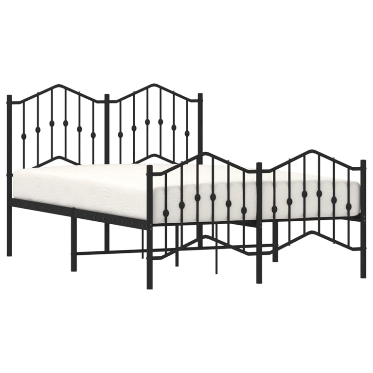 Bedframe met hoofd- en voeteneinde metaal zwart 120x190 cm