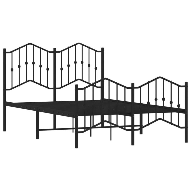 Bedframe met hoofd- en voeteneinde metaal zwart 120x190 cm