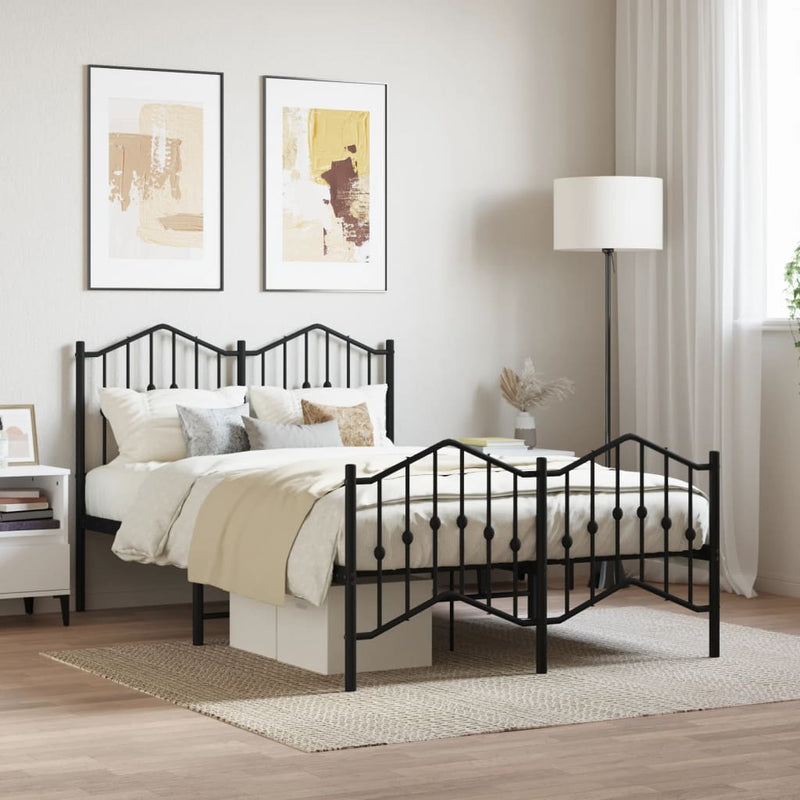 Bedframe met hoofd- en voeteneinde metaal zwart 120x190 cm
