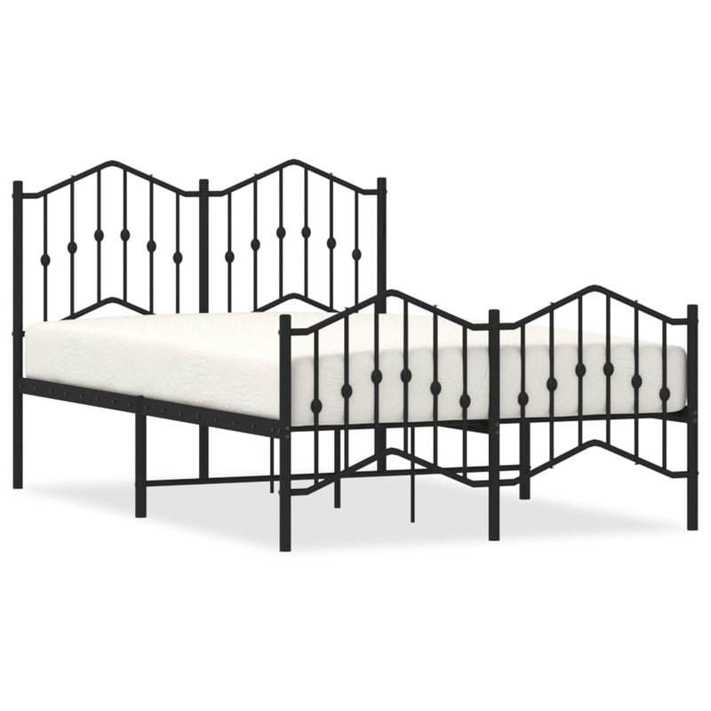 Bedframe met hoofd- en voeteneinde metaal zwart 120x200 cm