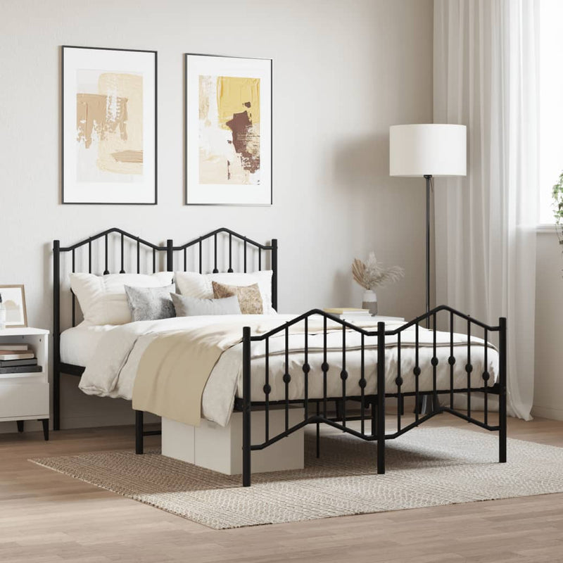Bedframe met hoofd- en voeteneinde metaal zwart 120x200 cm