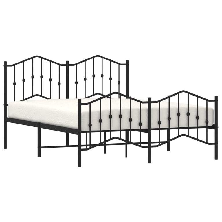 Bedframe met hoofd- en voeteneinde metaal zwart 135x190 cm
